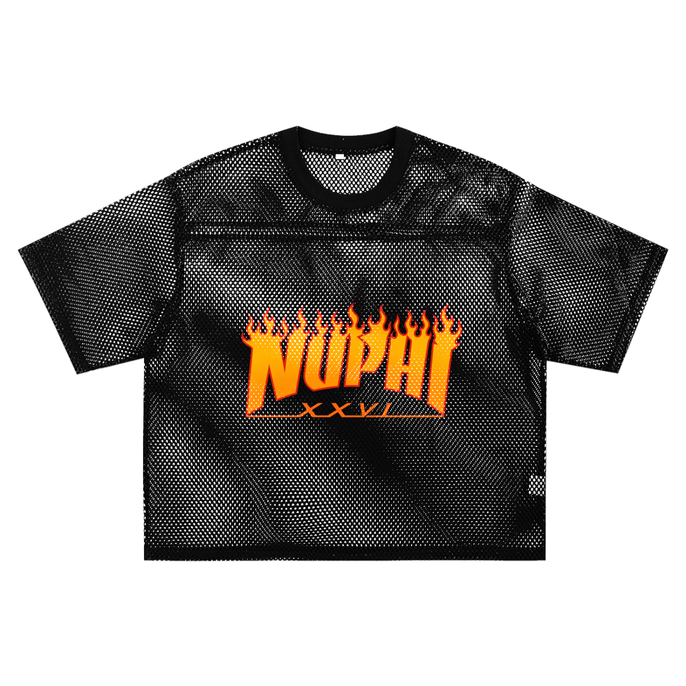 Nuphi Fire Logo See-through Boxy Net T-Shirt